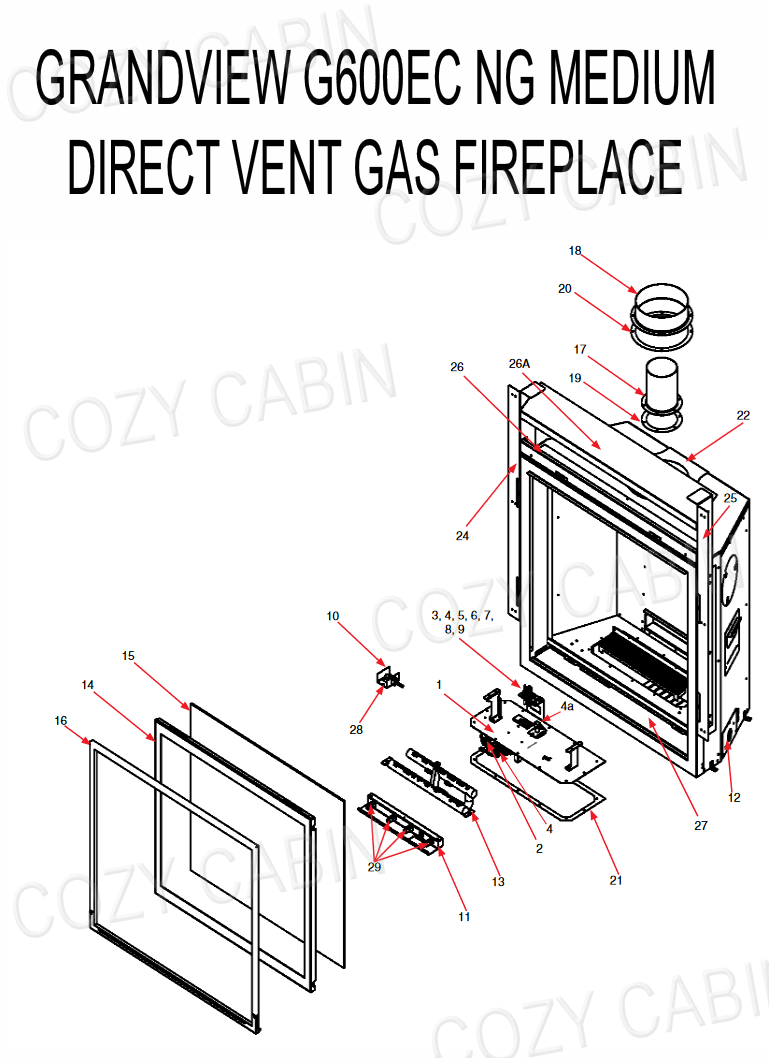 Grandview Medium Direct Vent Natural Gas Fireplace (G600EC NG) #G600ECNG